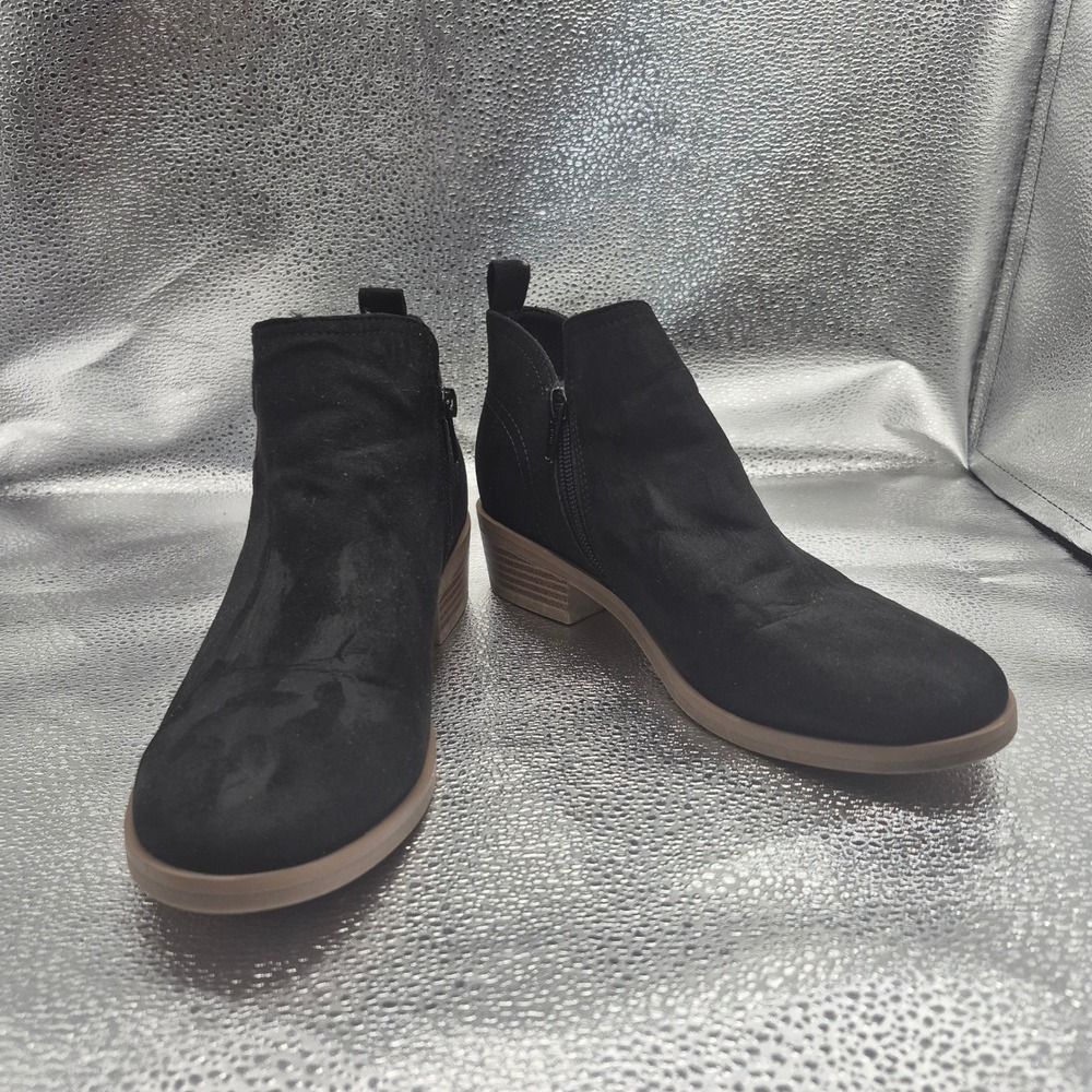 Time and Tru Women Black Faux Suede Ankle Boots Booties WMTT43FM017 7.5
